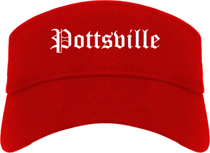 Pottsville Pennsylvania PA Old English Mens Visor Cap Hat Red
