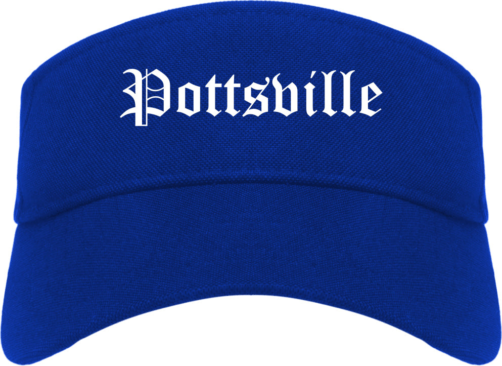 Pottsville Pennsylvania PA Old English Mens Visor Cap Hat Royal Blue