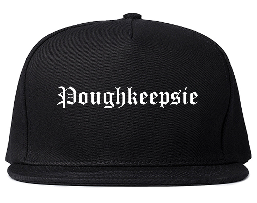 Poughkeepsie New York NY Old English Mens Snapback Hat Black