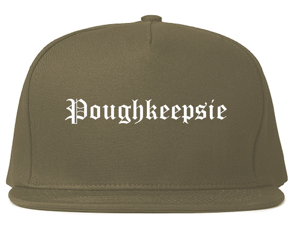 Poughkeepsie New York NY Old English Mens Snapback Hat Grey