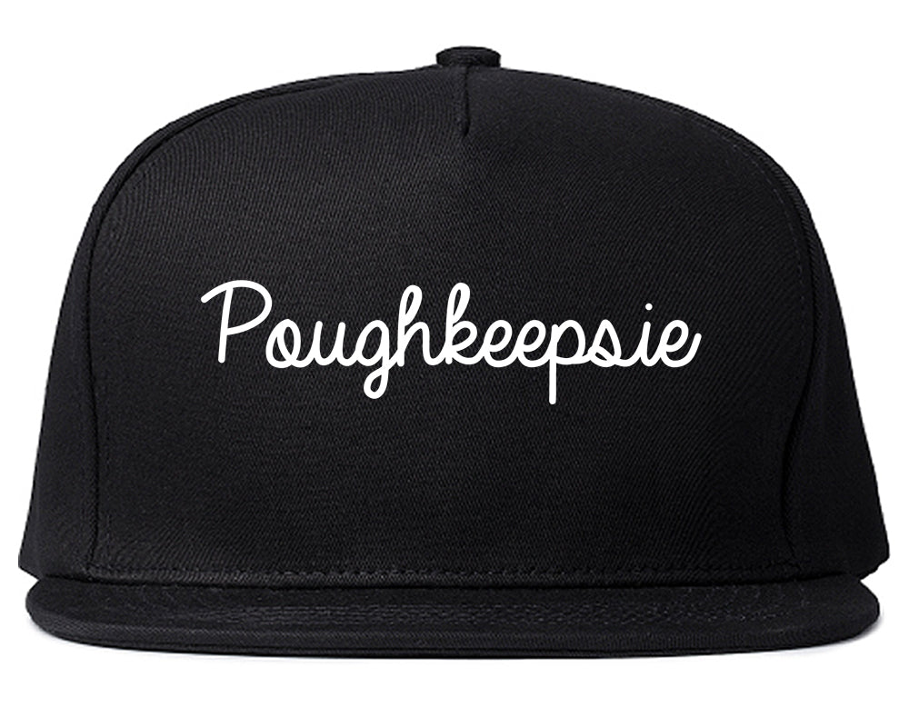 Poughkeepsie New York NY Script Mens Snapback Hat Black