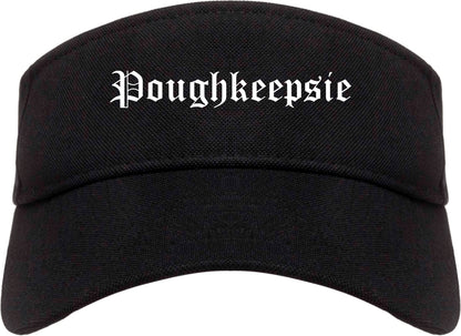 Poughkeepsie New York NY Old English Mens Visor Cap Hat Black