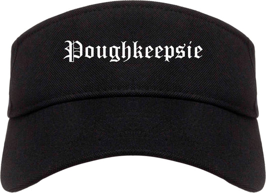 Poughkeepsie New York NY Old English Mens Visor Cap Hat Black