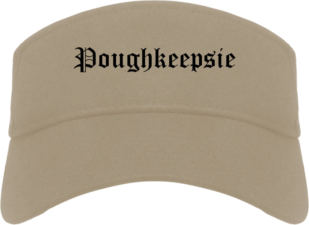 Poughkeepsie New York NY Old English Mens Visor Cap Hat Khaki