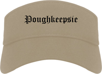 Poughkeepsie New York NY Old English Mens Visor Cap Hat Khaki