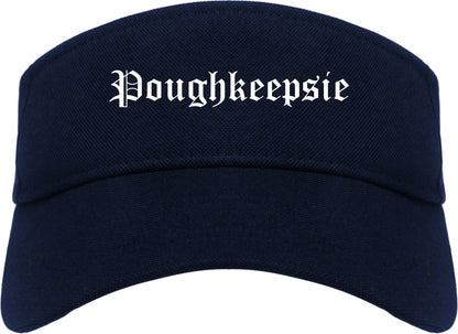 Poughkeepsie New York NY Old English Mens Visor Cap Hat Navy Blue