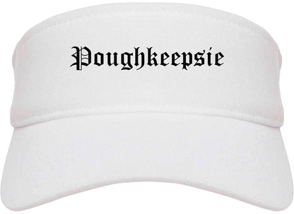 Poughkeepsie New York NY Old English Mens Visor Cap Hat White