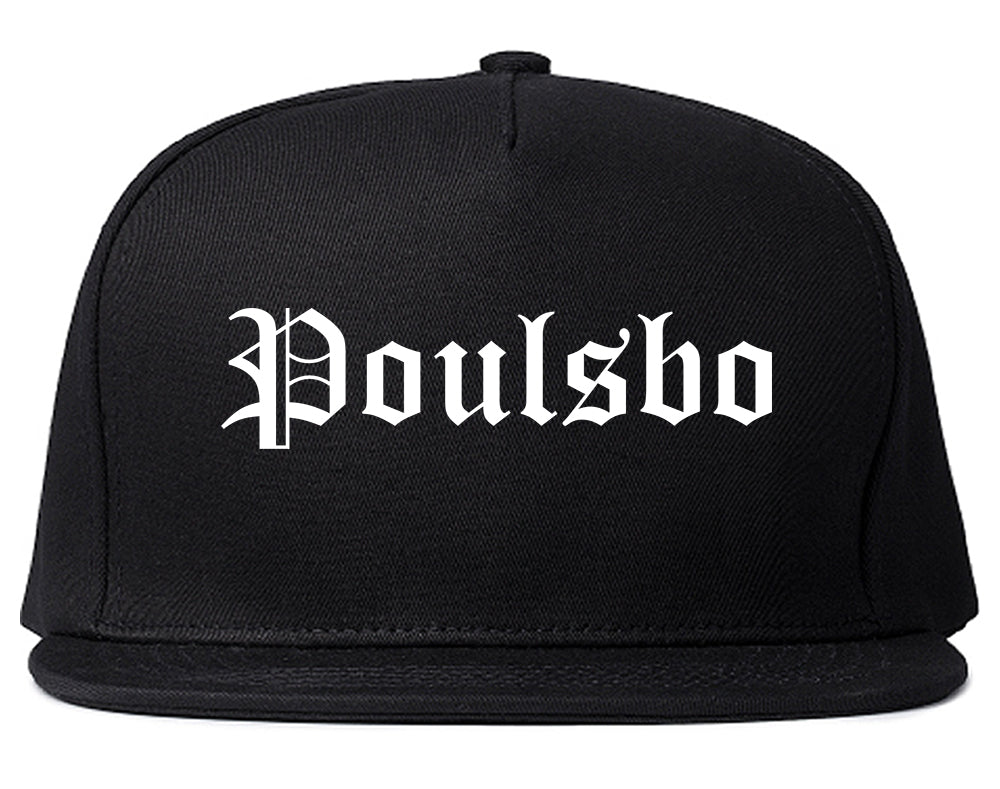 Poulsbo Washington WA Old English Mens Snapback Hat Black