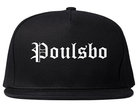 Poulsbo Washington WA Old English Mens Snapback Hat Black