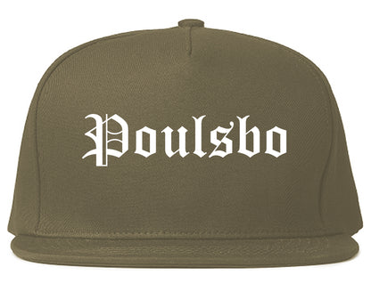 Poulsbo Washington WA Old English Mens Snapback Hat Grey