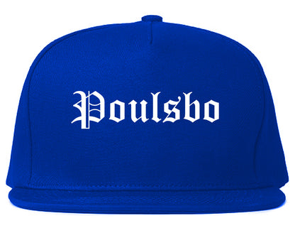 Poulsbo Washington WA Old English Mens Snapback Hat Royal Blue