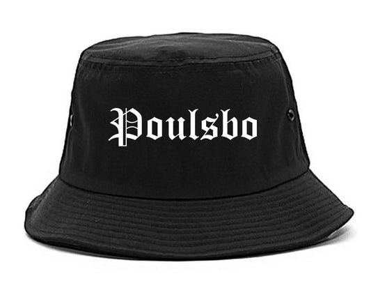 Poulsbo Washington WA Old English Mens Bucket Hat Black