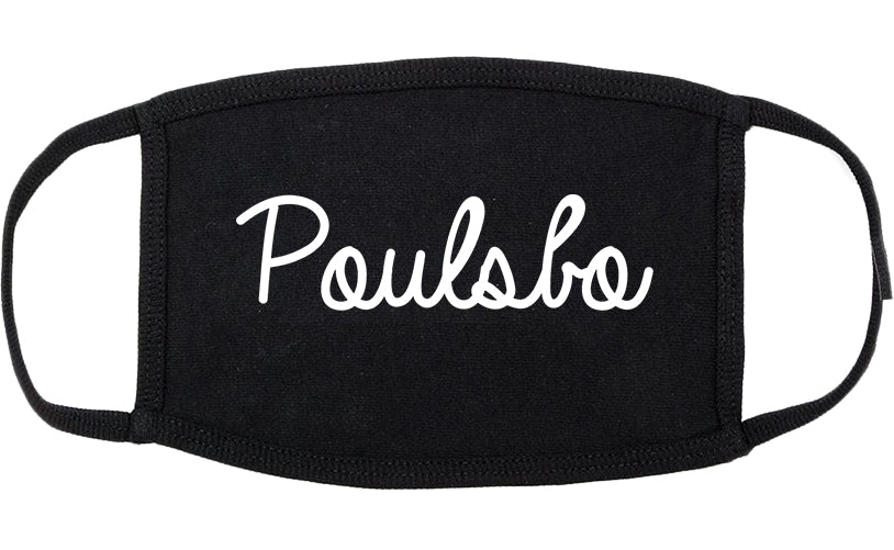 Poulsbo Washington WA Script Cotton Face Mask Black