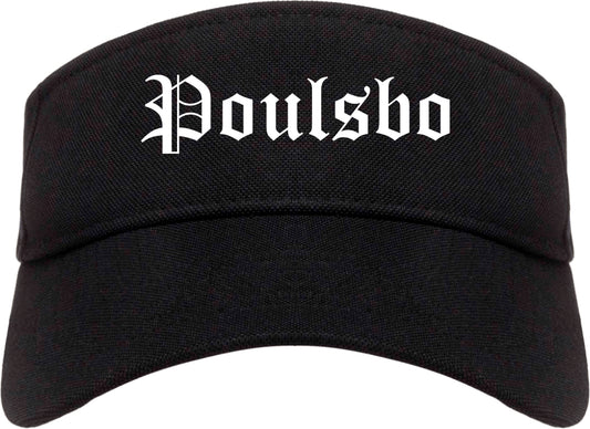 Poulsbo Washington WA Old English Mens Visor Cap Hat Black