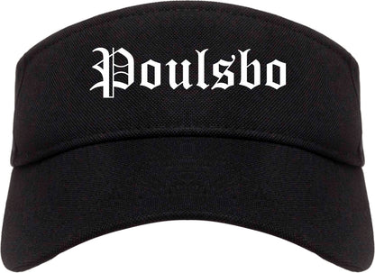 Poulsbo Washington WA Old English Mens Visor Cap Hat Black