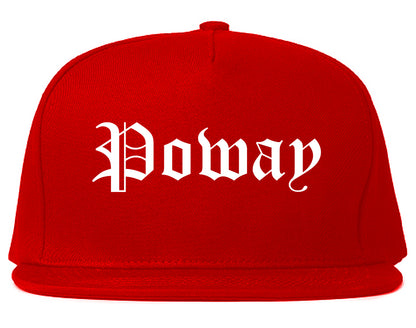 Poway California CA Old English Mens Snapback Hat Red
