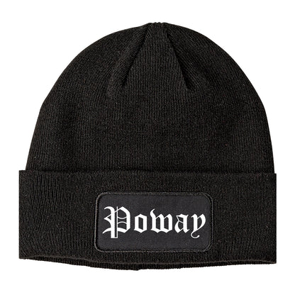 Poway California CA Old English Mens Knit Beanie Hat Cap Black