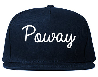 Poway California CA Script Mens Snapback Hat Navy Blue