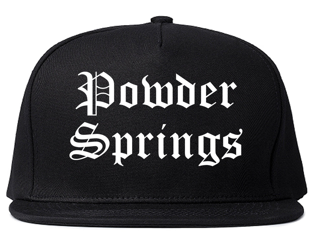 Powder Springs Georgia GA Old English Mens Snapback Hat Black