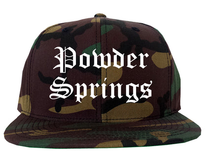 Powder Springs Georgia GA Old English Mens Snapback Hat Army Camo
