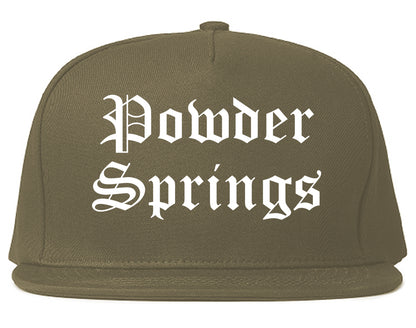 Powder Springs Georgia GA Old English Mens Snapback Hat Grey