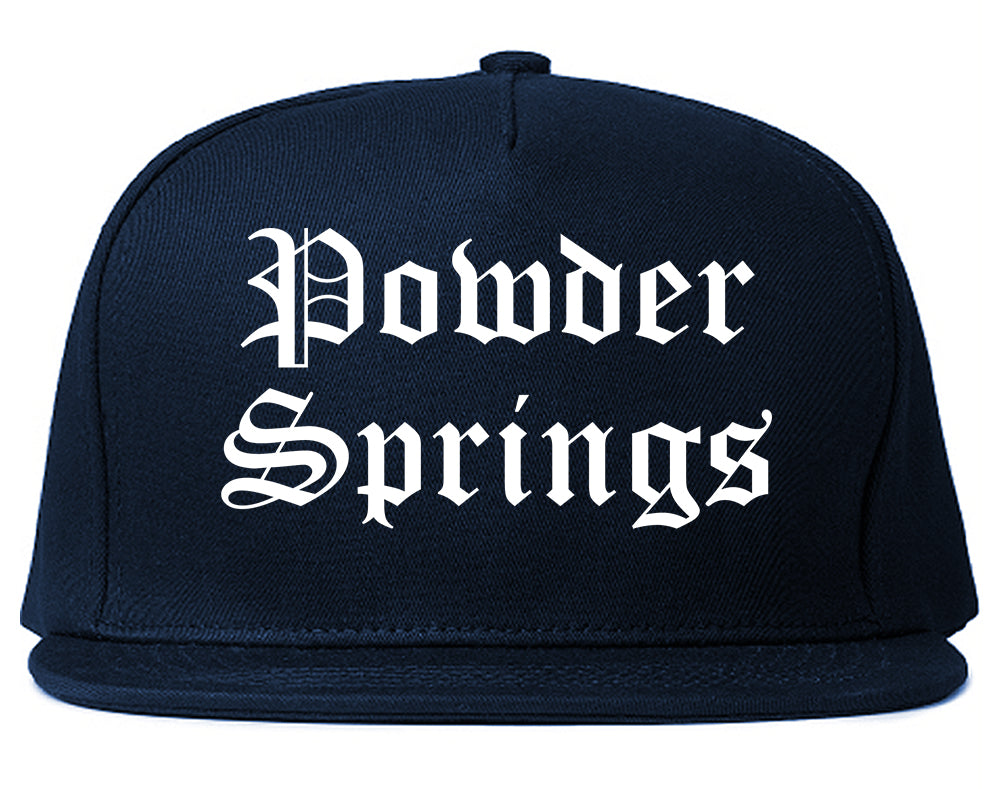 Powder Springs Georgia GA Old English Mens Snapback Hat Navy Blue