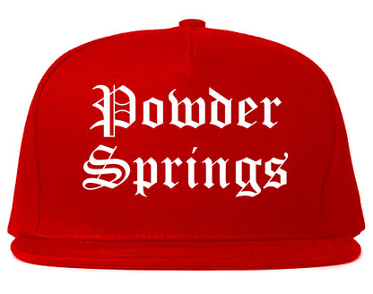Powder Springs Georgia GA Old English Mens Snapback Hat Red