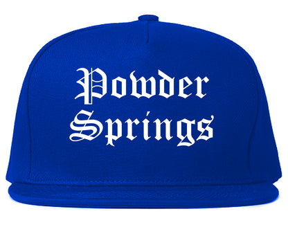 Powder Springs Georgia GA Old English Mens Snapback Hat Royal Blue
