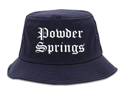 Powder Springs Georgia GA Old English Mens Bucket Hat Navy Blue