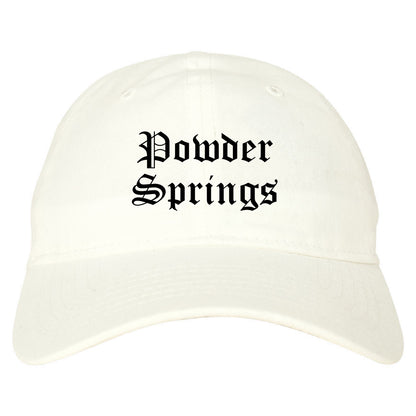 Powder Springs Georgia GA Old English Mens Dad Hat Baseball Cap White