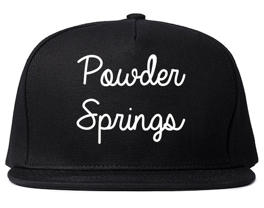 Powder Springs Georgia GA Script Mens Snapback Hat Black