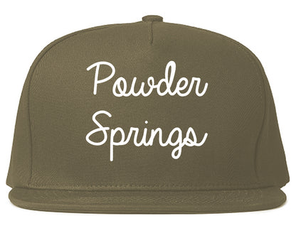 Powder Springs Georgia GA Script Mens Snapback Hat Grey