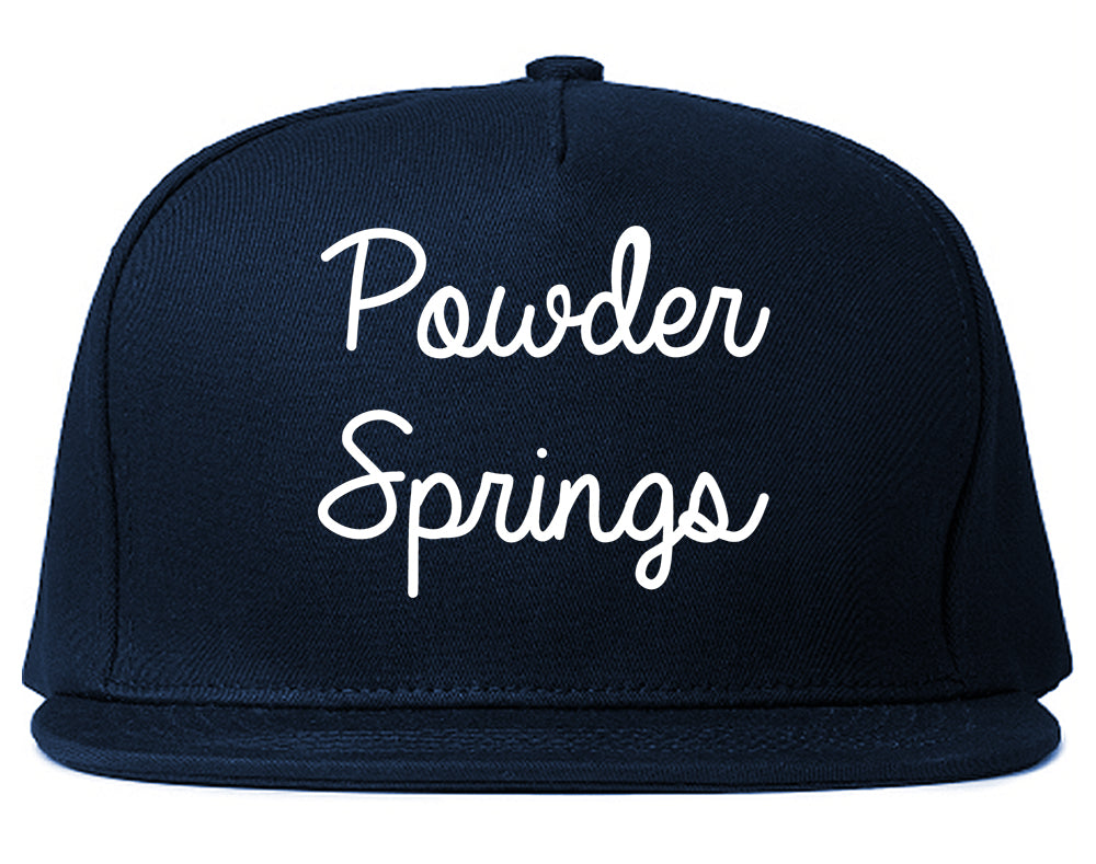 Powder Springs Georgia GA Script Mens Snapback Hat Navy Blue