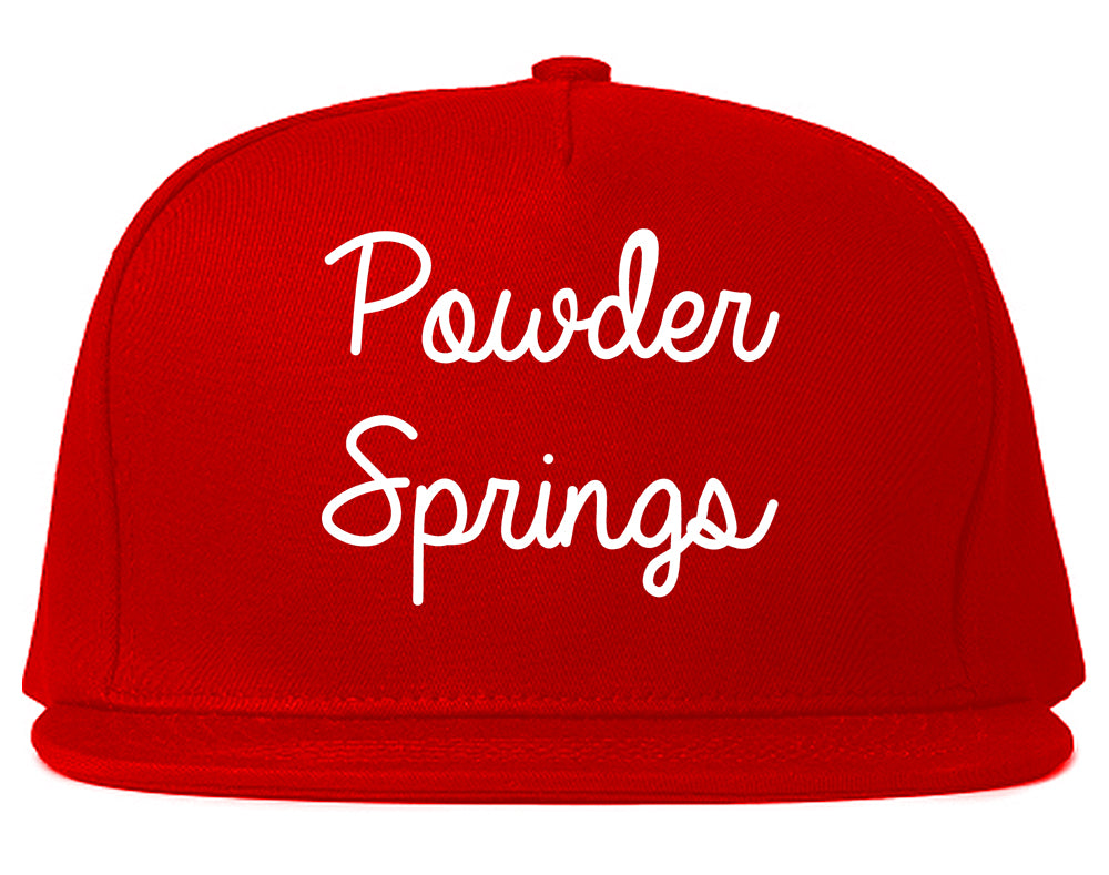 Powder Springs Georgia GA Script Mens Snapback Hat Red