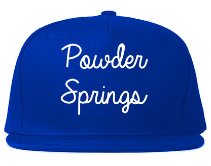 Powder Springs Georgia GA Script Mens Snapback Hat Royal Blue