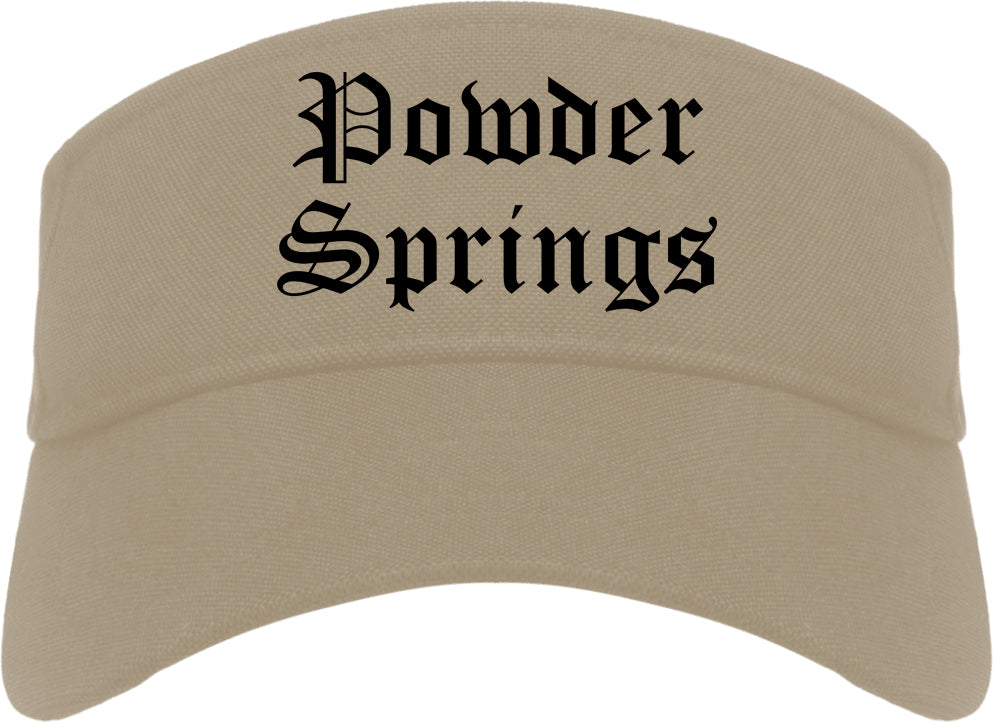 Powder Springs Georgia GA Old English Mens Visor Cap Hat Khaki