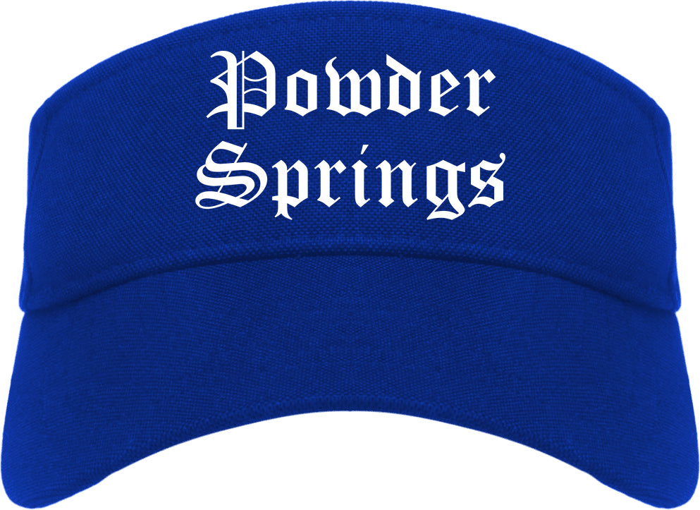 Powder Springs Georgia GA Old English Mens Visor Cap Hat Royal Blue