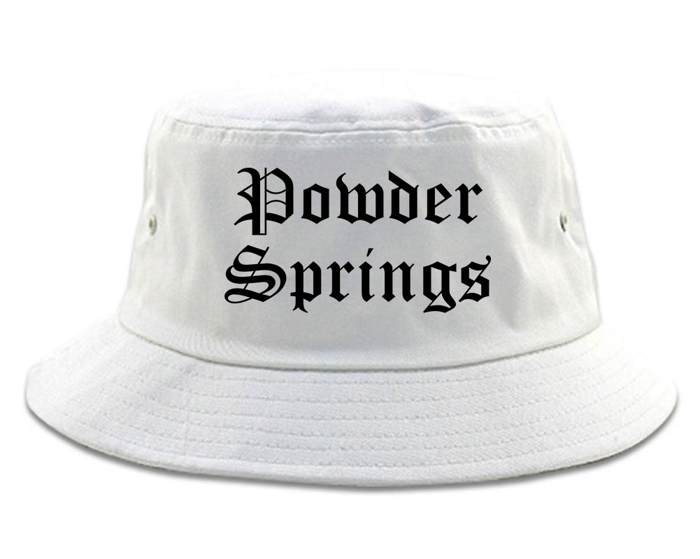 Powder Springs Georgia GA Old English Mens Bucket Hat White
