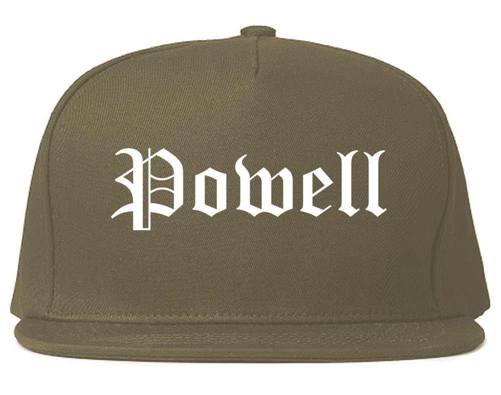 Powell Ohio OH Old English Mens Snapback Hat Grey