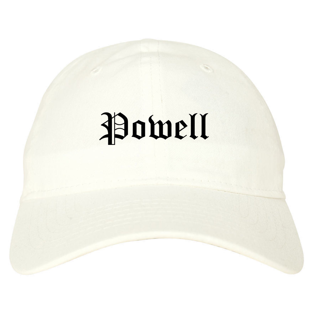 Powell Ohio OH Old English Mens Dad Hat Baseball Cap White