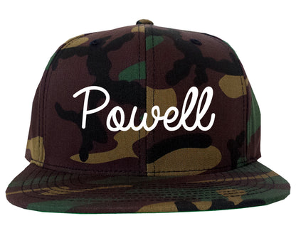 Powell Ohio OH Script Mens Snapback Hat Army Camo