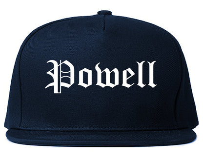 Powell Wyoming WY Old English Mens Snapback Hat Navy Blue