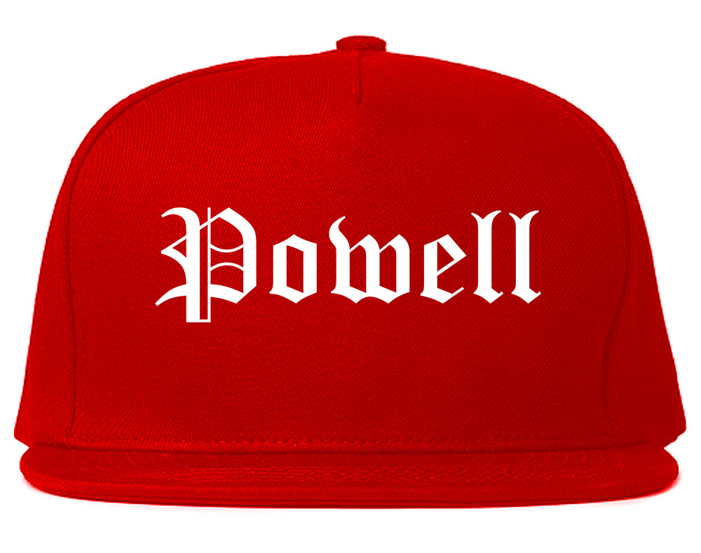 Powell Wyoming WY Old English Mens Snapback Hat Red