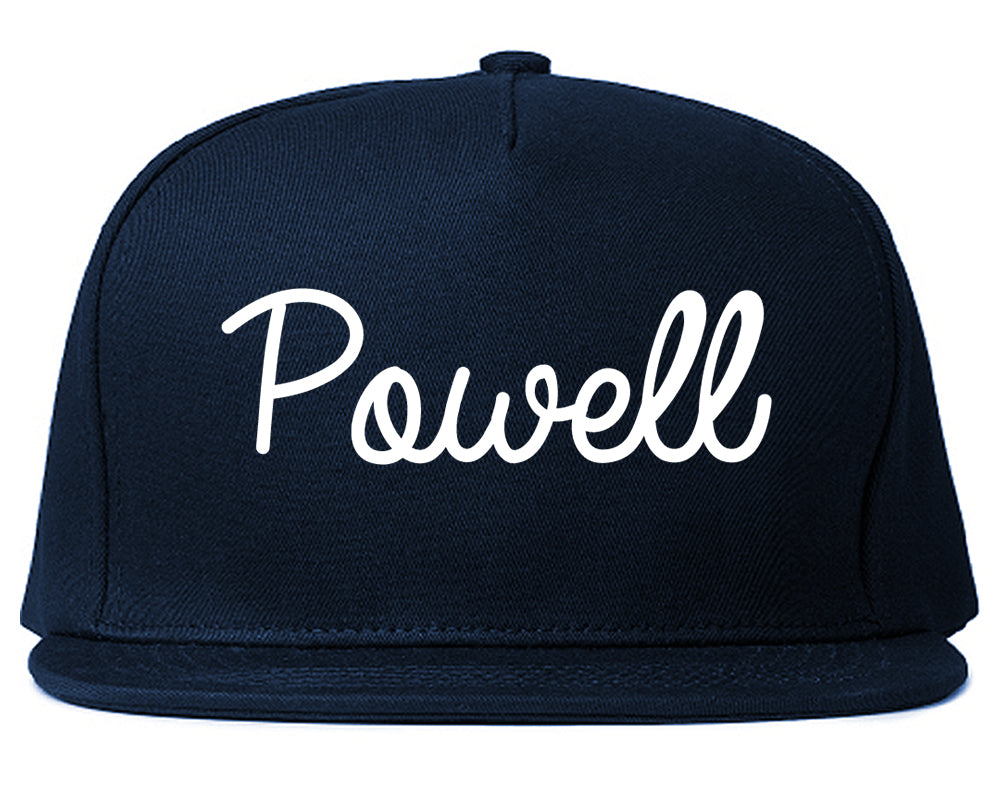 Powell Wyoming WY Script Mens Snapback Hat Navy Blue