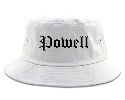 Powell Wyoming WY Old English Mens Bucket Hat White