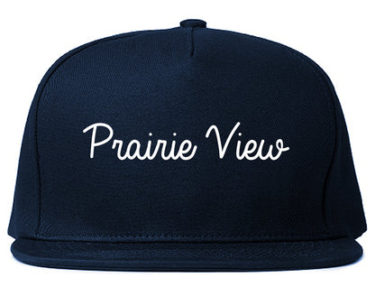 Prairie View Texas TX Script Mens Snapback Hat Navy Blue