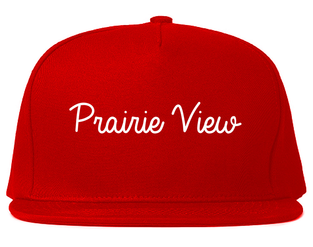 Prairie View Texas TX Script Mens Snapback Hat Red