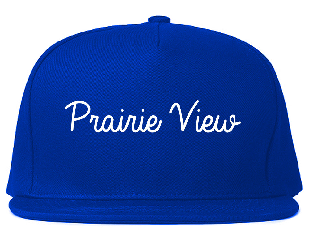 Prairie View Texas TX Script Mens Snapback Hat Royal Blue