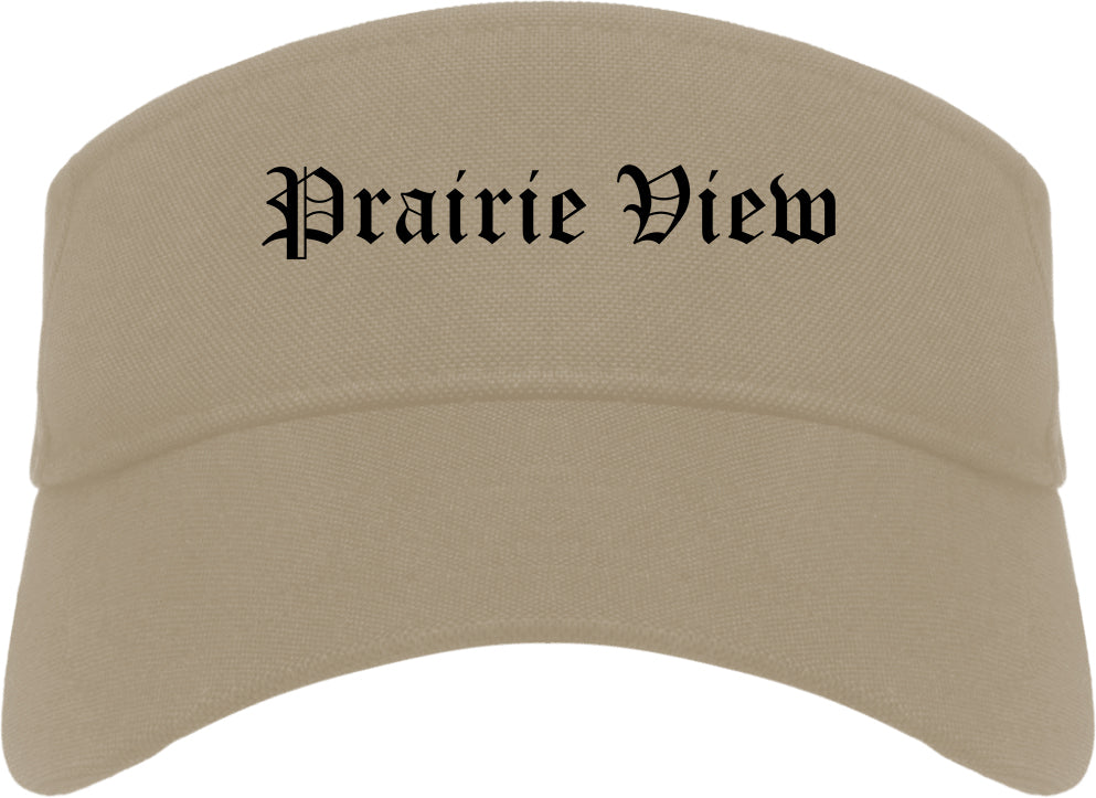 Prairie View Texas TX Old English Mens Visor Cap Hat Khaki