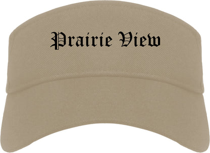 Prairie View Texas TX Old English Mens Visor Cap Hat Khaki